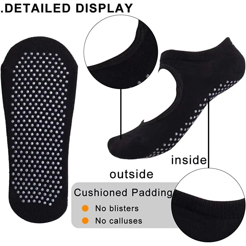 Backless Non-Slip Fitness Yoga Socks Cotton Women Sport Pilates Socks Ballet Dance Slippers Barefoot Sock Workout for Gym