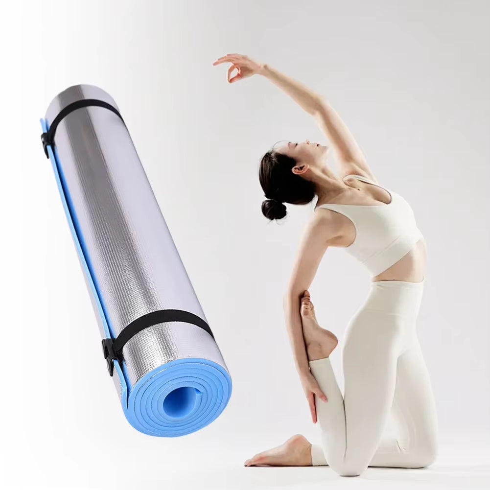 10/8/6Mm Thickened Yoga Mat EVA Exercise Pad Aluminum Membrane Fitness Exercise Mat Portable Multifunction for Camping Picnic