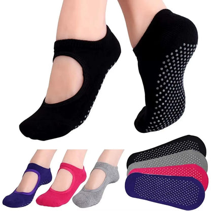 Backless Non-Slip Fitness Yoga Socks Cotton Women Sport Pilates Socks Ballet Dance Slippers Barefoot Sock Workout for Gym