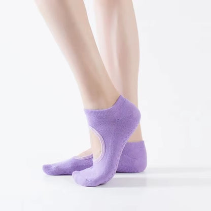 Backless Non-Slip Fitness Yoga Socks Cotton Women Sport Pilates Socks Ballet Dance Slippers Barefoot Sock Workout for Gym