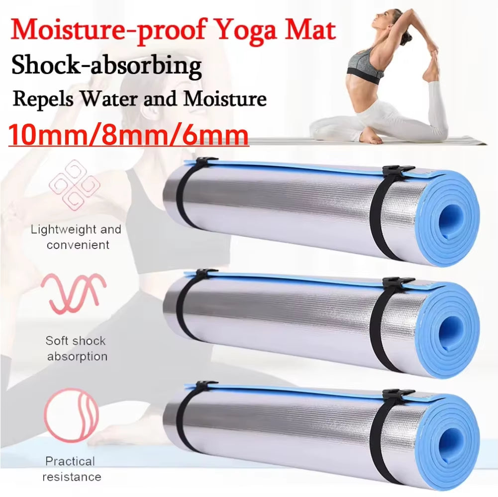 10/8/6Mm Thickened Yoga Mat EVA Exercise Pad Aluminum Membrane Fitness Exercise Mat Portable Multifunction for Camping Picnic