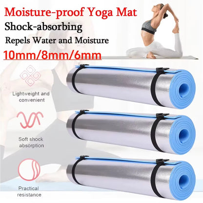 10/8/6Mm Thickened Yoga Mat EVA Exercise Pad Aluminum Membrane Fitness Exercise Mat Portable Multifunction for Camping Picnic