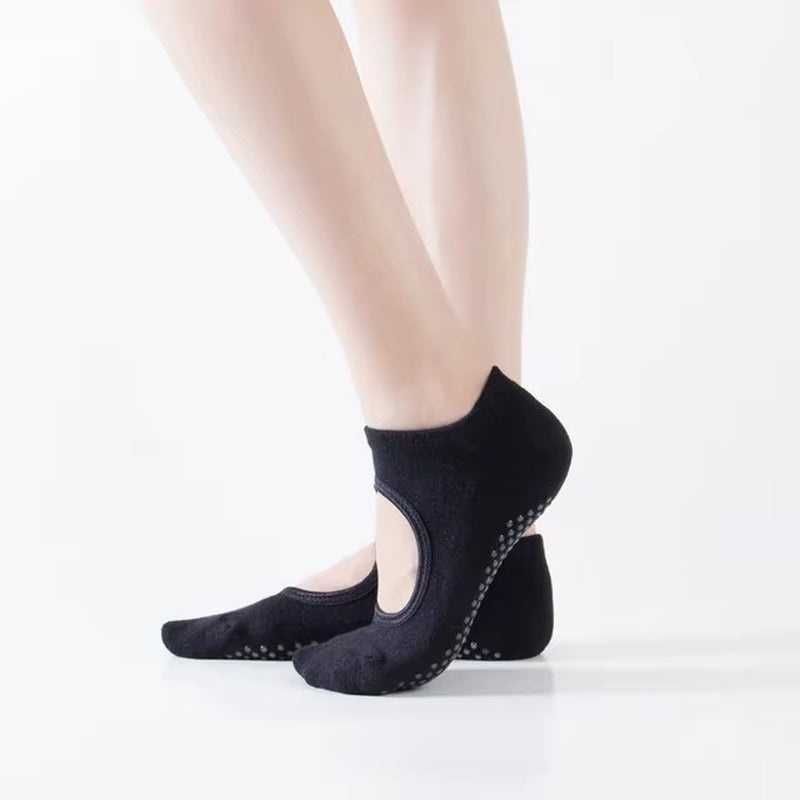 Backless Non-Slip Fitness Yoga Socks Cotton Women Sport Pilates Socks Ballet Dance Slippers Barefoot Sock Workout for Gym
