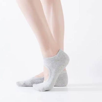 Backless Non-Slip Fitness Yoga Socks Cotton Women Sport Pilates Socks Ballet Dance Slippers Barefoot Sock Workout for Gym