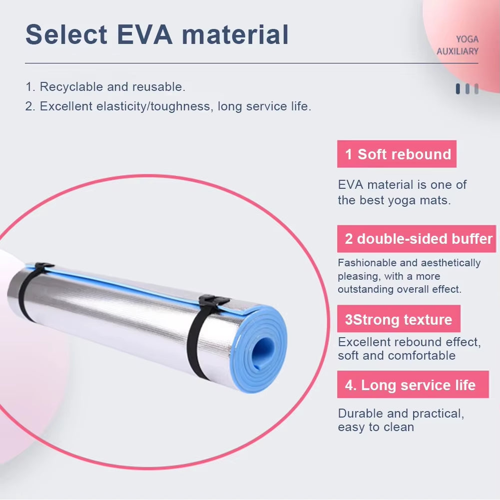 10/8/6Mm Thickened Yoga Mat EVA Exercise Pad Aluminum Membrane Fitness Exercise Mat Portable Multifunction for Camping Picnic